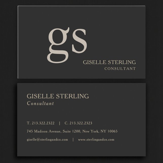 Monogramm Schwarz Professional Visitenkarte (Von Creator hochgeladen)