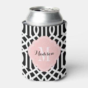 Monogramm Schwarz-Rosa Trellis Dosenkühler