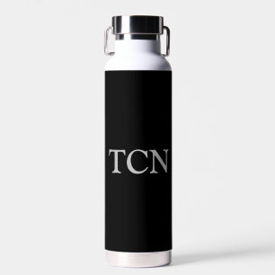 Monogramm Schwarz Silber Grau Trendgeschenk für ih Trinkflasche