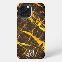 Monogramm Schwarz und Gelb Hülle iPhone13 Pro Max