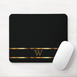 Monogramm Schwarz und Gold Mousepad