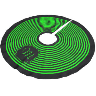 Monogramm schwarz und limettengrün gestreift polyester weihnachtsbaumdecke