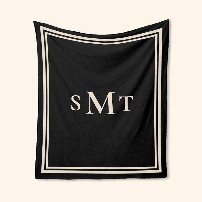 Monogramm Schwarz und Mandeln mit drei Buchstaben Fleecedecke (Von Creator hochgeladen)