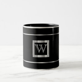 Monogramm Schwarz und Silber Zweifarbige Tasse