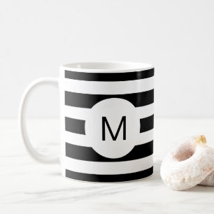 Monogramm, schwarz und weiß gestrichen (benutzerde kaffeetasse