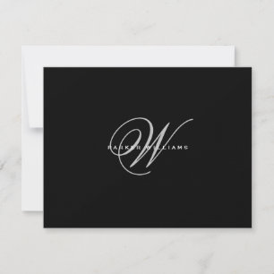 Monogramm Schwarz & Weiß Dankeskarte
