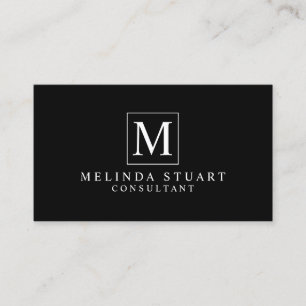 Monogramm Schwarz-Weiß-Elegant Visitenkarte