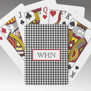 Monogramm Schwarz-Weiß-Hahnentritt, Kartenspiel Spielkarten