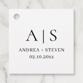 Monogramm Schwarz-Weiß-Hochzeit Geschenkanhänger