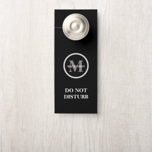 Monogramm Schwarz weiß Hotelgast Bitte nicht störe Türanhänger