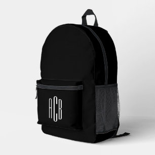 Monogramm Schwarz/Weiß mit drei Buchstaben Bedruckter Rucksack