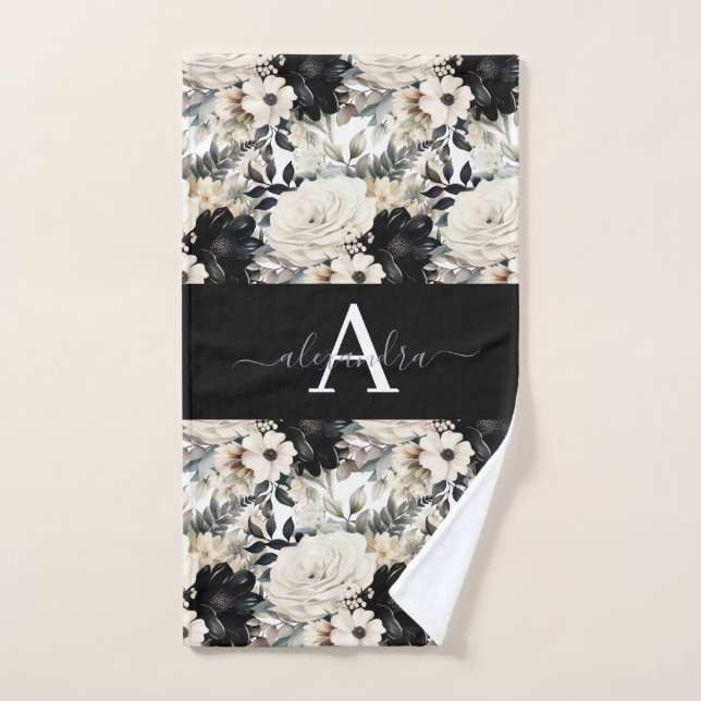 Monogramm-Schwarz-Weiß-Moderne Handtuch-Set Badhandtuch Set (Handtuch)
