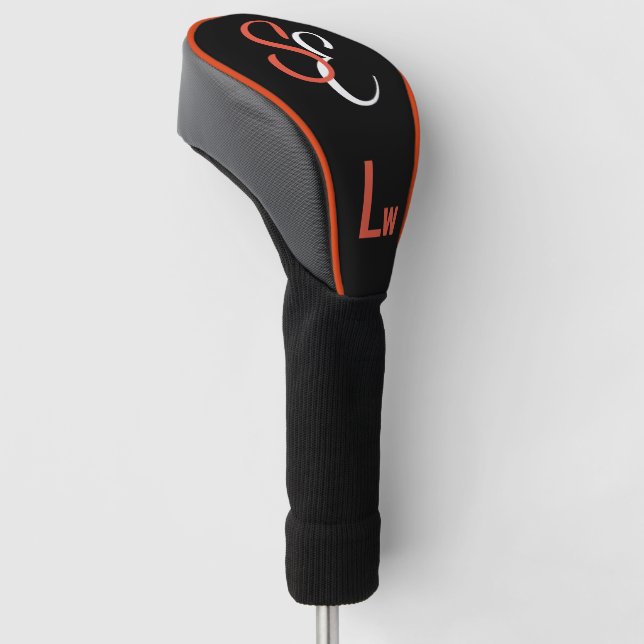 Monogramm Schwarz-weiß Orange Lw Golf Headcover (angewinkelt)