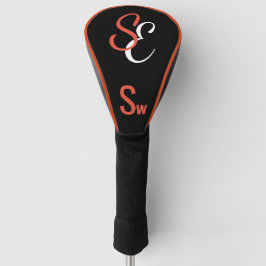 Monogramm Schwarz-weiß Orange Sw Golf Headcover