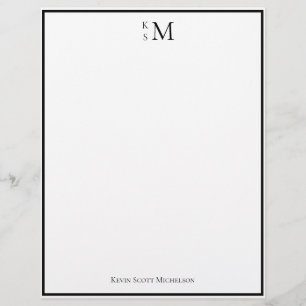 Monogramm Schwarz Weiß Professionell Elegant Briefbogen