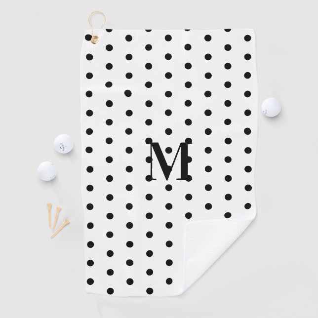 Monogramm Schwarz-Weiß-Punkte  Golfhandtuch (Insitu)