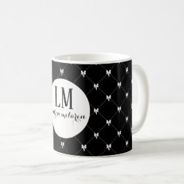 Monogramm Schwarz & Weiß Schriftzug Bogen Kaffeetasse