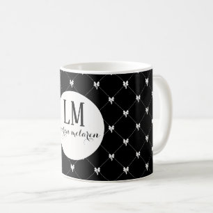 Monogramm Schwarz & Weiß Schriftzug Bogen Kaffeetasse
