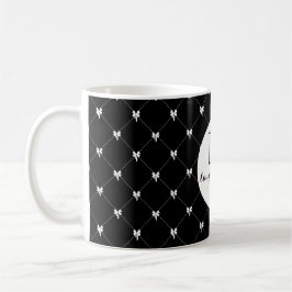 Monogramm Schwarz & Weiß Schriftzug Bogen Kaffeetasse
