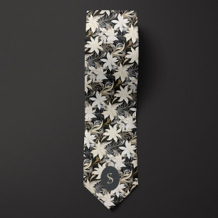 Monogramm Schwarz, Weiß und Taue Krawatte