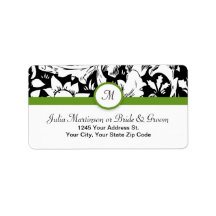 Monogramm schwarz-weiße Damastetiketten