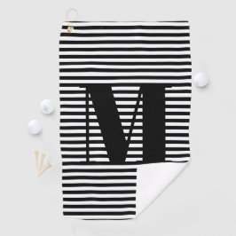 Monogramm Schwarz-weiße Streifen Golfhandtuch