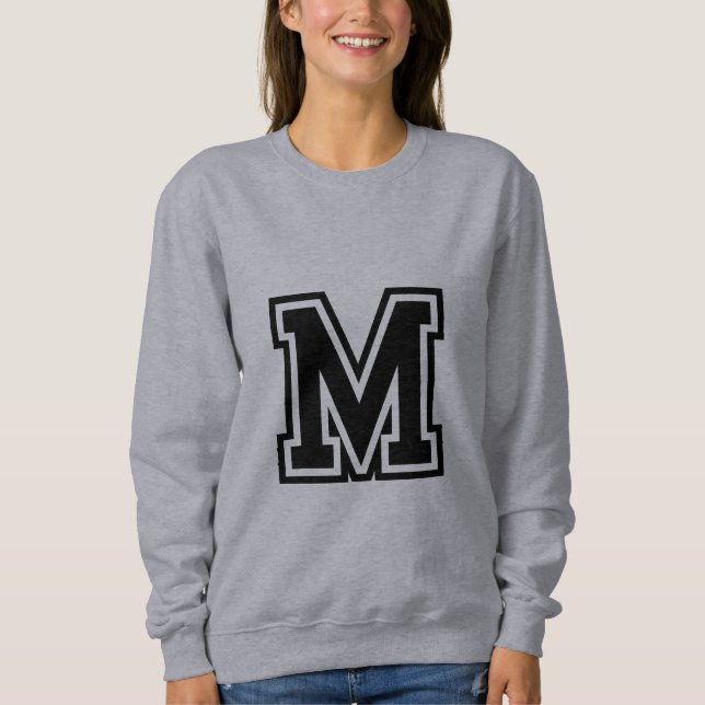 Monogramm Schwarz-weiße Uni Sweatshirt (Vorderseite)