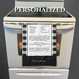 Monogramm Schwarz-weißer Büffelgingham kariert Geschirrtuch