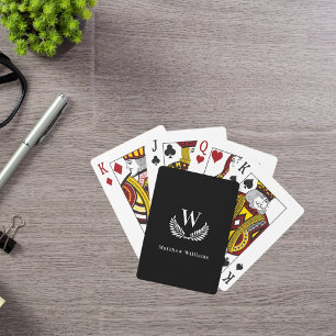Monogramm Schwarz-weißer Lorbeerkranz Spielkarten