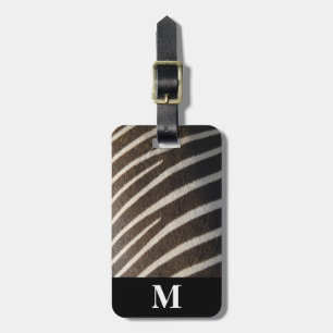 Monogramm Schwarz-weißer Zebra-Streifen Gepäckanhänger