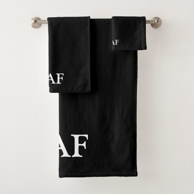 Monogramm Schwarz-weißes Minimalistisches Badetuch Badhandtuch Set (Insitu)