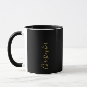 Monogramm Schwarze Gold-Schrift Name Minimalistisc Tasse