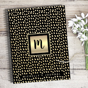 Monogramm schwarze Goldfolie fett moderner Skriptl Notizbuch