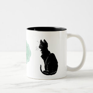 Monogramm Schwarze Katze Art Nouveau Chat Noir Ste Zweifarbige Tasse