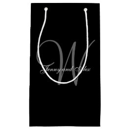 Monogramm-schwarze und silberne Hochzeit Kleine Geschenktüte