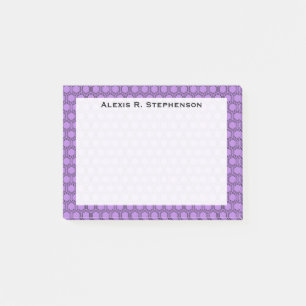 Monogramm schwarze Waben auf lila Violett Post-it Klebezettel
