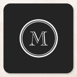 Monogramm-schwarze zuerstobere Grenze gefärbt Rechteckiger Pappuntersetzer