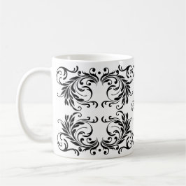 Monogramm-schwarzer Damast Tasse