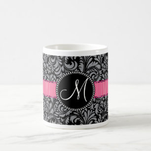Monogramm-schwarzer grauer kaffeetasse