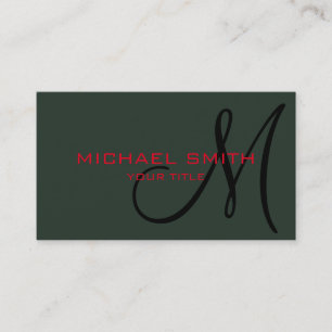 Monogramm Schwarzer grüner Hintergrund Visitenkarte