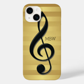 Monogramm Schwarzer Kleber auf goldenen Streifen Case-Mate iPhone 14 Hülle