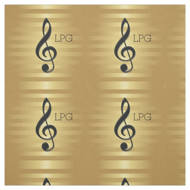 Monogramm Schwarzer Kleber auf goldenen Streifen Stoff (Muster)