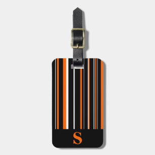 Monogramm-schwarzer orange Barcode-Streifen Gepäckanhänger
