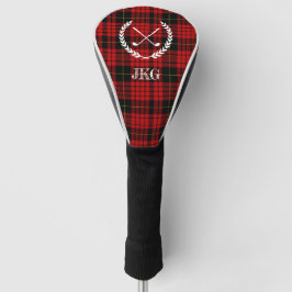 Monogramm-schwarzer roter WallaceTartan kariert Golf Headcover
