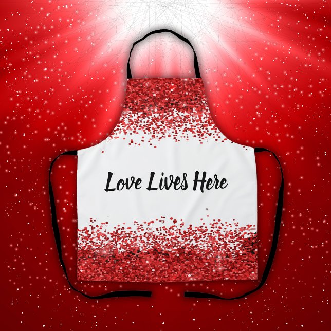 Monogramm - Schwarzer Text auf Weiß mit rotem Glit Schürze (Von Creator hochgeladen)