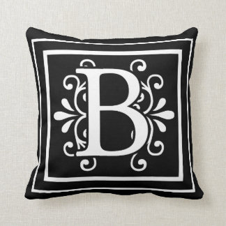 Monogramm-Schwarzes des Buchstabe-B Kissen