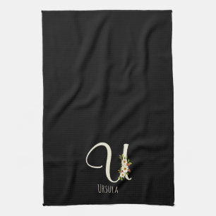 Monogramm schwarzes Küchentuch als Einzugsgeschenk