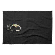Monogramm schwarzes Küchentuch als Einzugsgeschenk