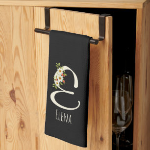 Monogramm schwarzes Küchentuch als Einzugsgeschenk