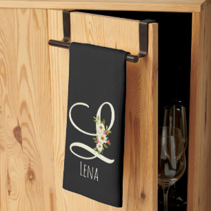 Monogramm schwarzes Küchentuch als Einzugsgeschenk